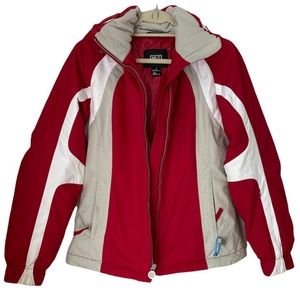 NILS Womens Red and White Ski Snow Hooded Jacket Size 4